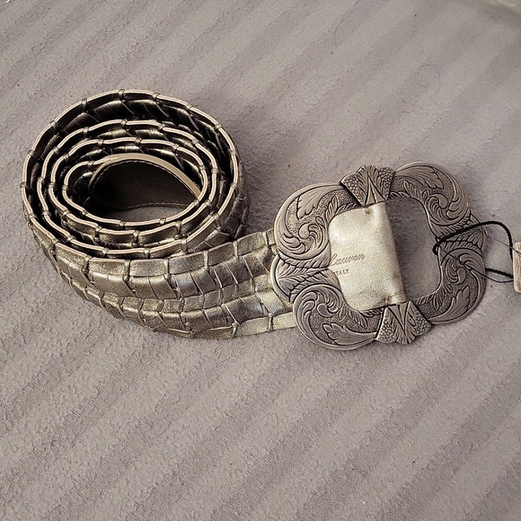 New Ralph Lauren Women's Genuine leather Belt Silver Color Size US S - Picture 3 of 7